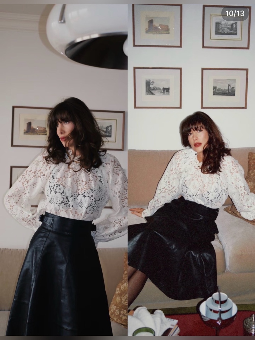 NWT Sezane Sheila Lace Long-Sleeve Blouse in White size S rare!